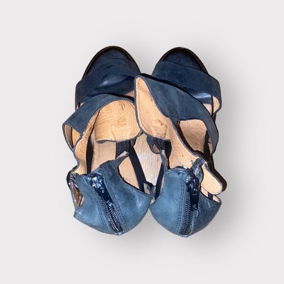 Jeffery Campbell Black Leather Heel Sandals Shoe Size 8.5 - Picture 2 of 5